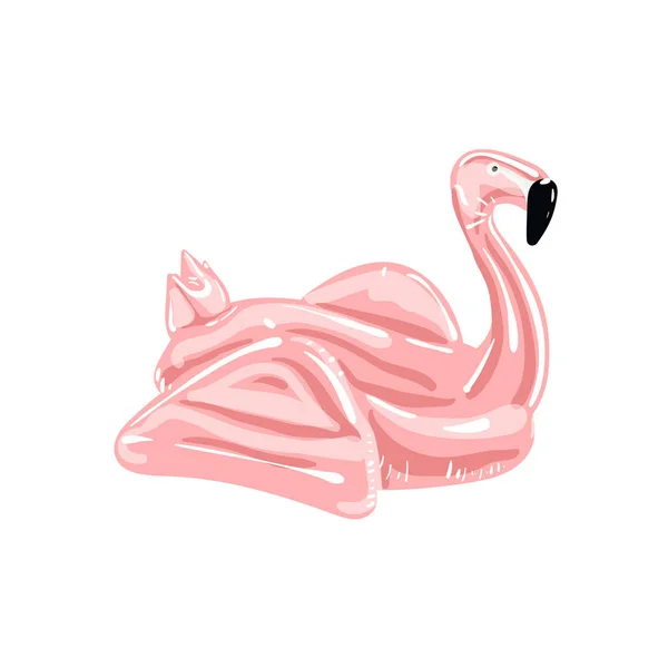 矢量逼真的3D 粉红色火烈鸟 热带鸟类形状充气游泳池环 暑假度假橡胶物体 海滩海洋 被隔绝的例证 — 图库矢量图片