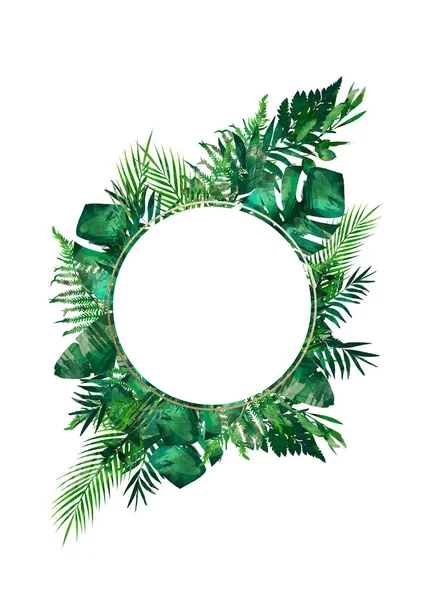 Watercolor Modern Decorative Element Eucalyptus Green Leaf Wreath Greenery Branches — Stock Photo, Image