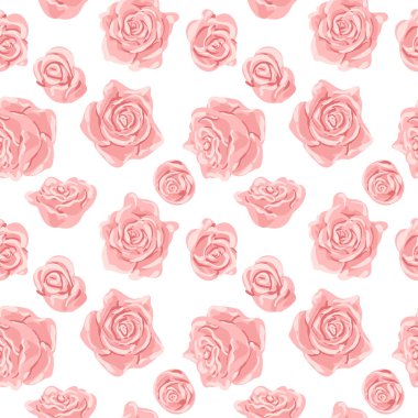 Pembe ve beyaz güller ile Seamless modeli. Romantik duvar kağıdı. El suluboya botanik illüstrasyon boyalı.
