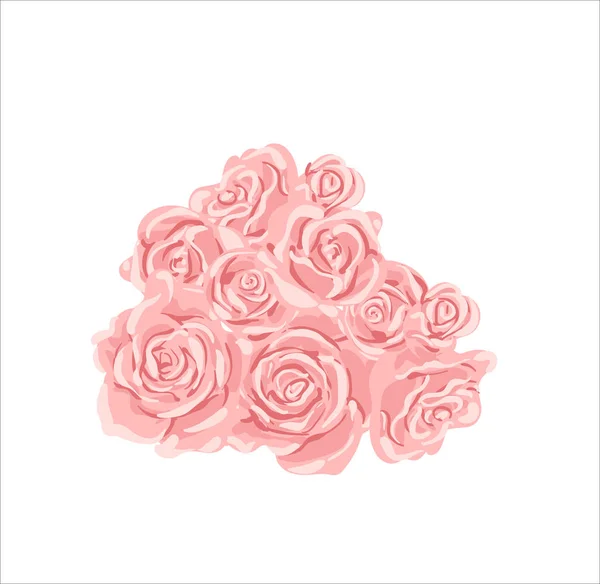 孤立在白色背景上的玫瑰花束 — 图库矢量图片