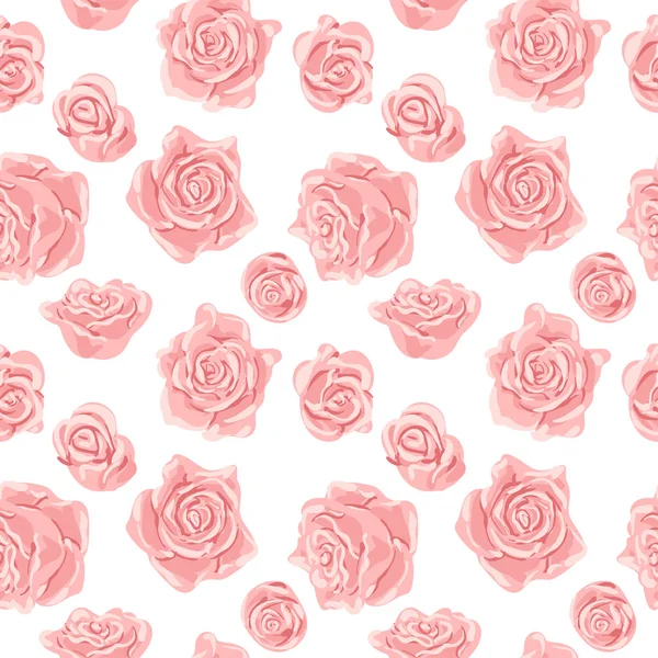 Padrão Sem Costura Com Rosas Rosa Branco Papel Parede Romântico — Vetor de Stock