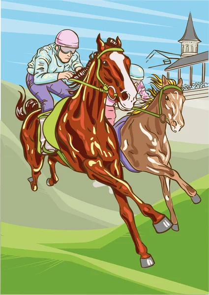 Horse racing tävling. Vektorillustration. Derby. — Stock vektor