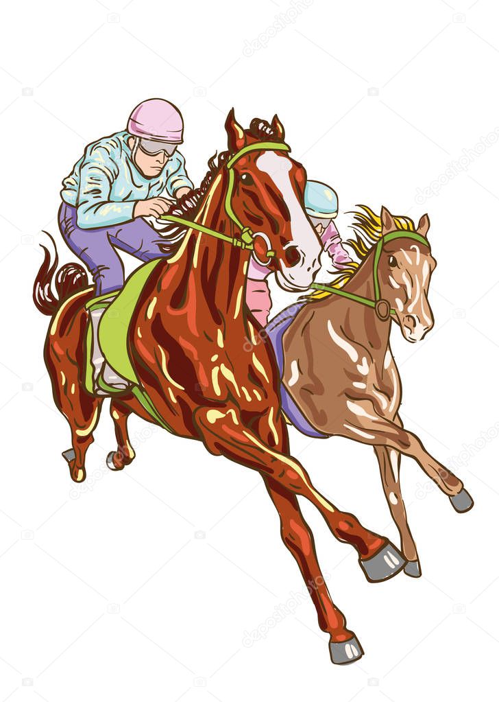 Horse racing competition. Vector illustration. Derby.