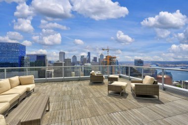 Lüks Apartman çatı üst ve çarpıcı Sky lounge ile Puget ses görüntüleyin. Kuzeybatı, ABD