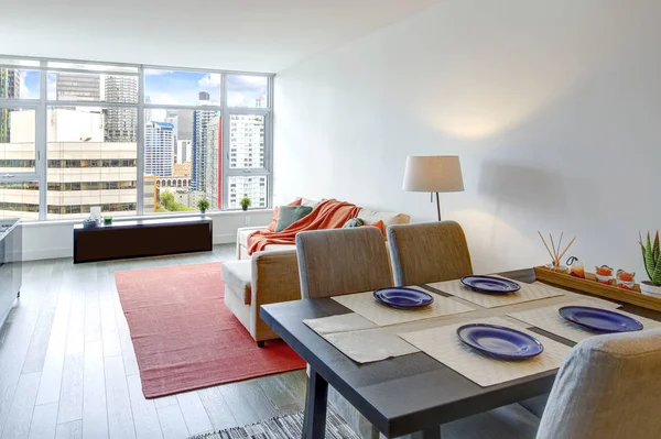 Apartamento Diseño Contemporáneo Comedor Sala Estar Abierta Con Magníficas Vistas — Foto de Stock