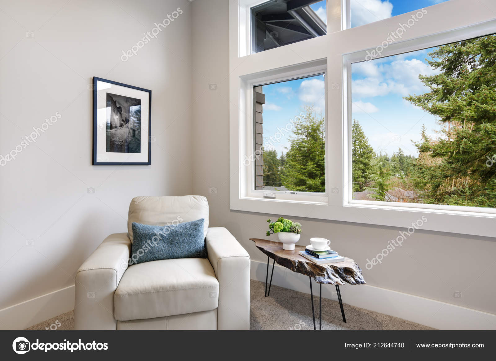 Light Modern Master Bedroom Interior Armchair Large Window