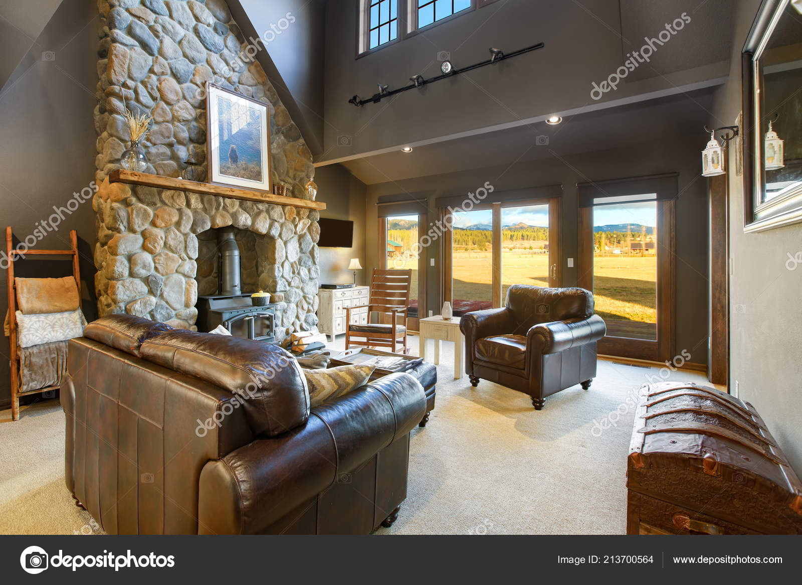 Pictures Rock Fireplaces Amazing Grey Living Room Boasts River