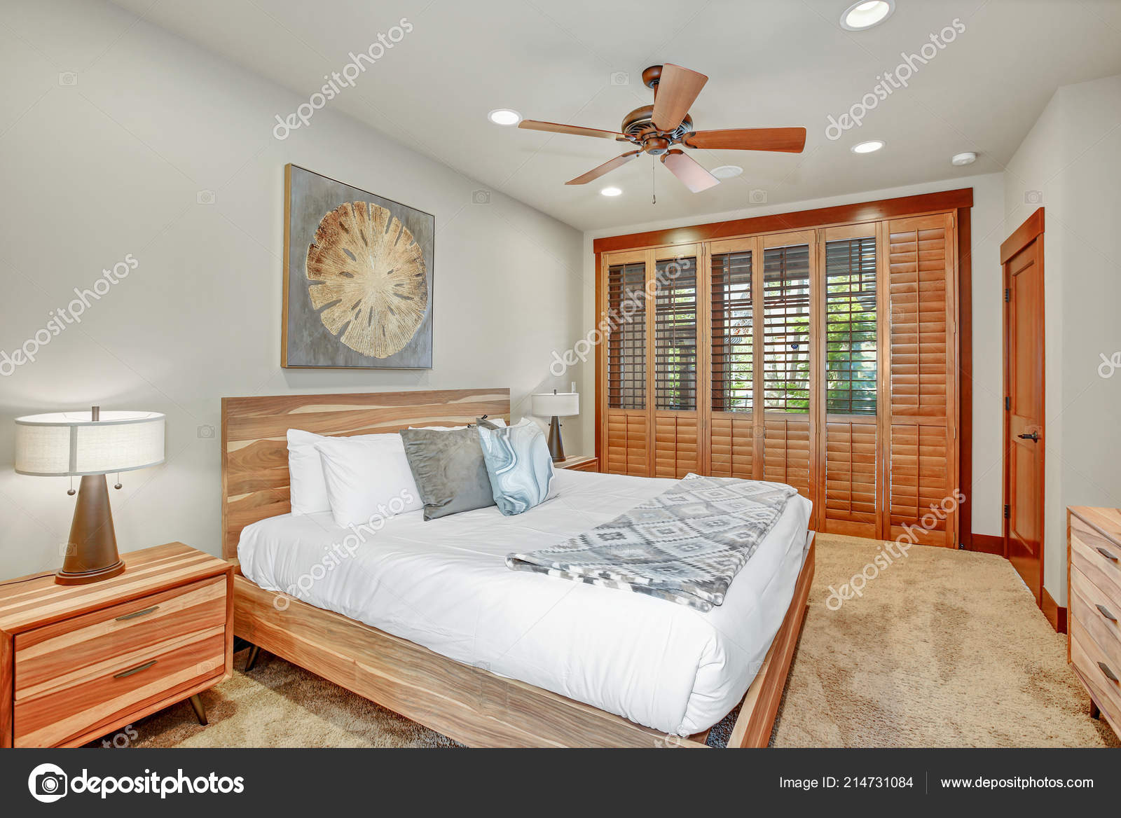 Cozy Master Bedroom Interior Features Large Wood Bed