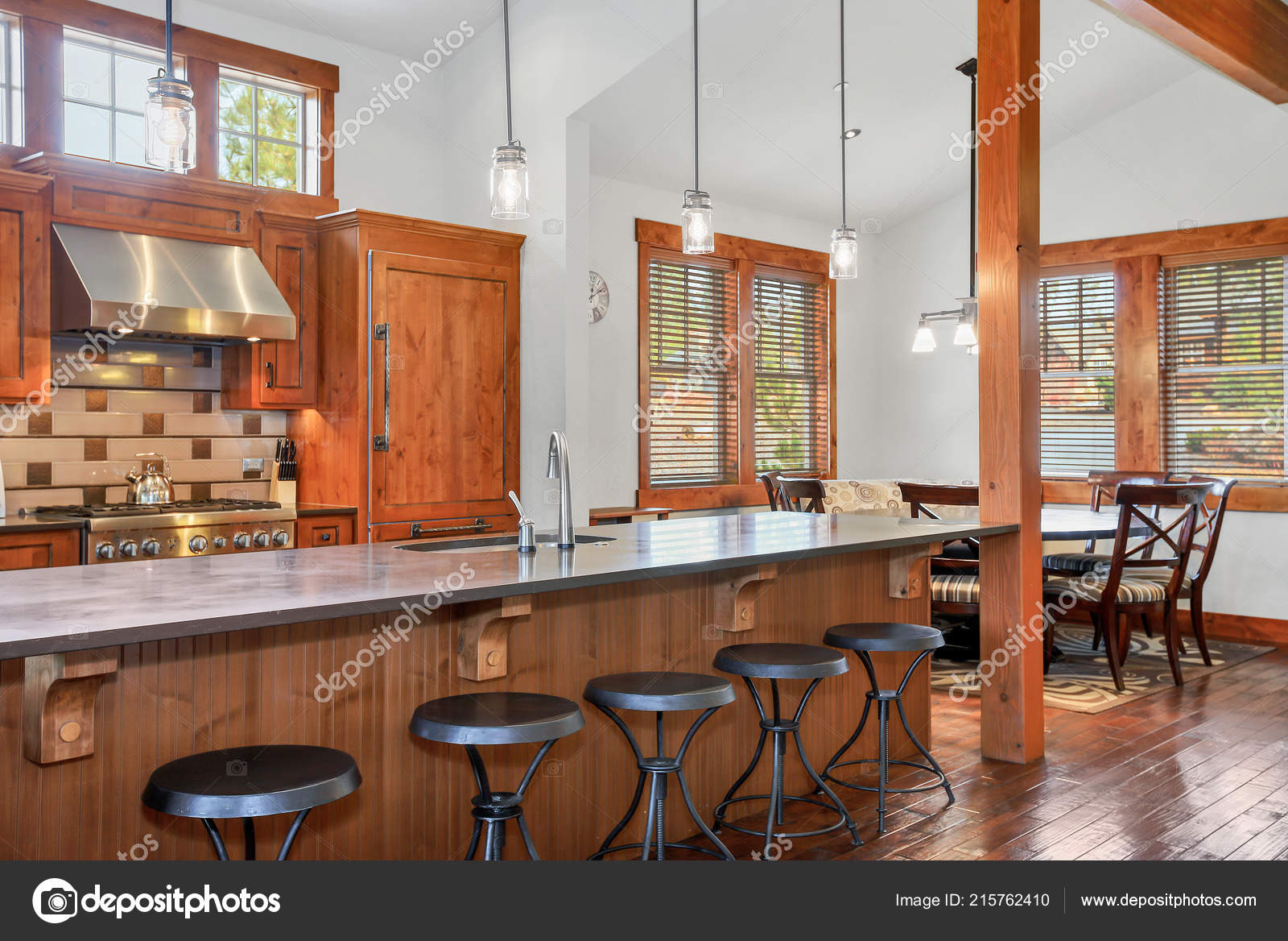 Open Kitchen Room Dining Area Bar Style Island Stools High Stock