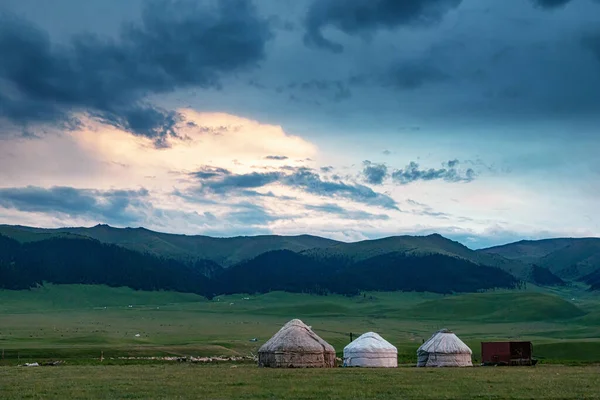 유르트 전통적 전통적 방목지입니다 카자흐스탄 — 스톡 사진