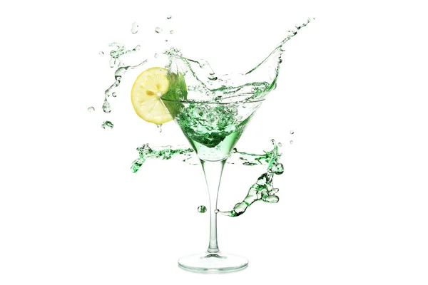 Spritzer Martini Drink Mit Zitronenscheibe Und Eis — Stockfoto