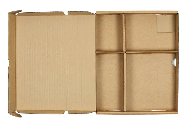 Top View Open Cardboard Box Isolated White — Stock Photo, Image