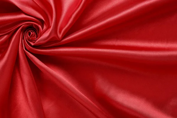 Роскошная Красная Атласная Ткань Абстрактные Вихри Складки — стоковое фото