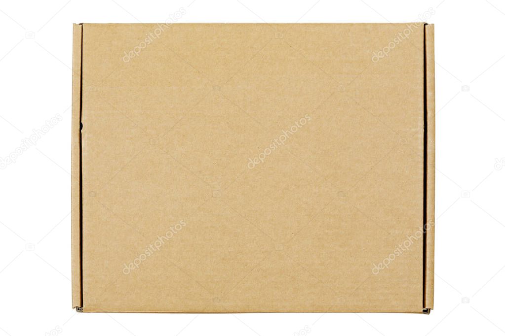 top view of cardboard box isolated on white