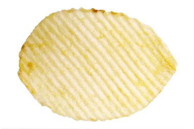 tek patates cipsi beyaz izole makro