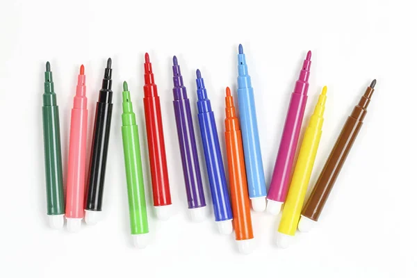 Collection Colorful Markers White — Stock Photo, Image