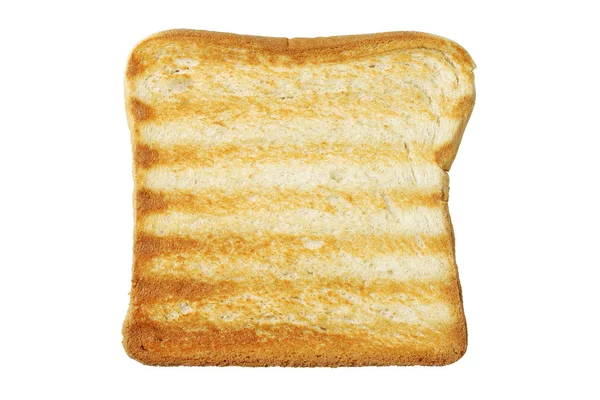 Sneetje Geroosterd Brood Geïsoleerd Wit — Stockfoto
