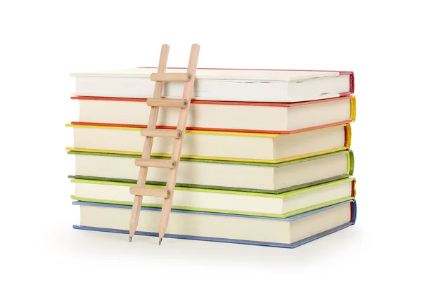 Escalera Lápiz Pila Libros Concepto Educación — Foto de Stock