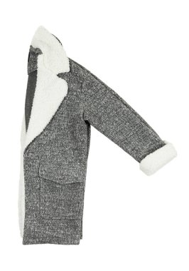 gri kışlık mont üzerinde beyaz izole