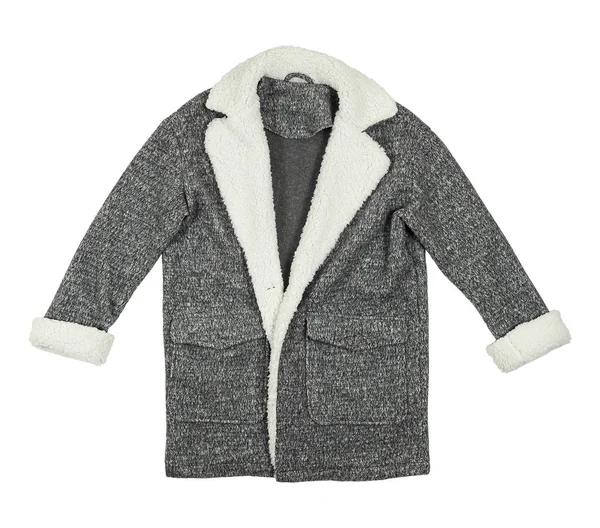 Grey Winter Coat Isolated White — Stock Photo, Image
