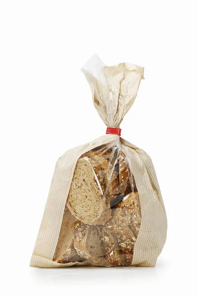 Sliced Multi Grain Bread Paper Bag Isolated — Stock Photo, Image