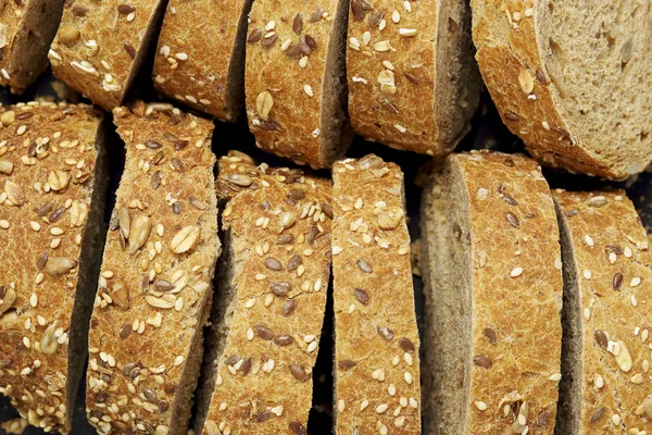 Slices Multigrain Bread Closeup Top View — Stock Photo, Image