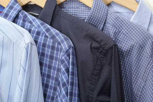 Collection Blue Shirts Hangers Men Fashion — Stock Photo, Image