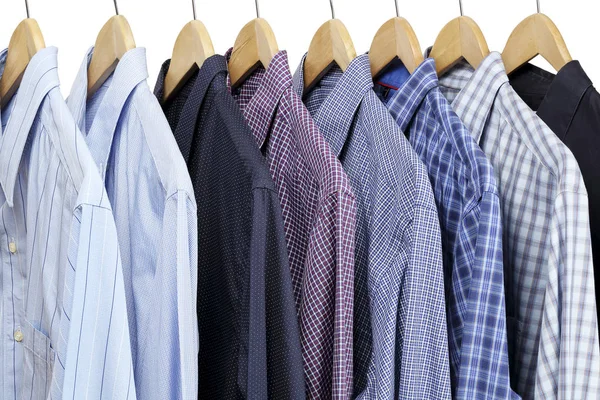 Collectie Van Blauwe Shirts Hangers Mannen Mode — Stockfoto