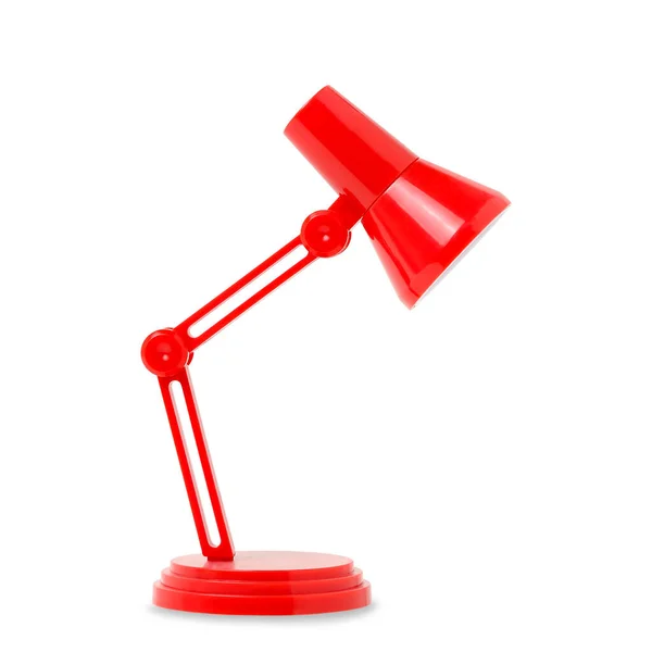 Red Plastic Desk Lamp Isolated White — Stock Photo, Image