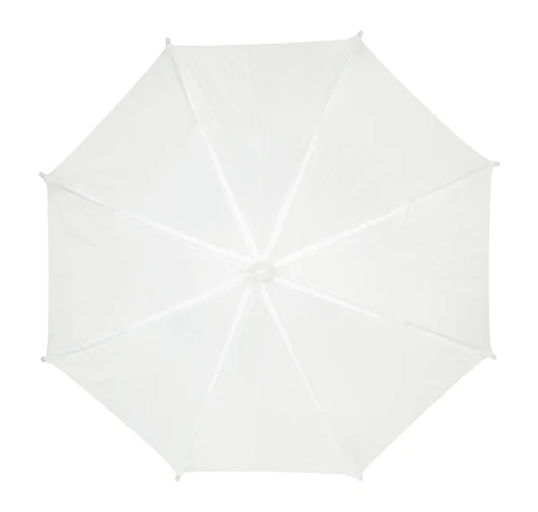 白色雨伞的顶视图 隔离在白色上 — 图库照片