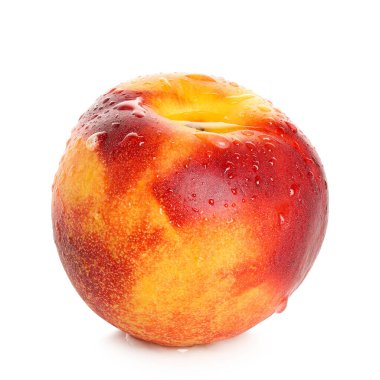 beyaz üzerinde su damlaları olan nektarin