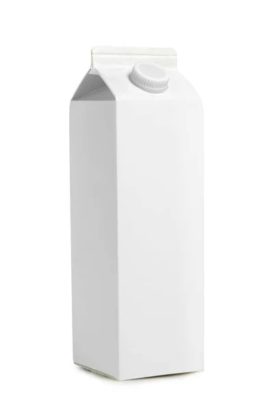 Leite Branco Pacote Suco Isolado Branco — Fotografia de Stock