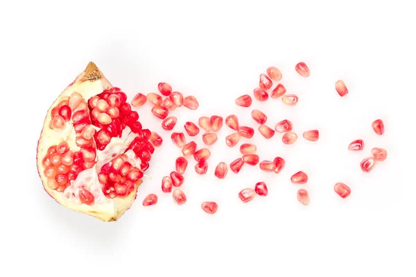 Flat Lay Pomegranate Seeds White Surface — Stock Photo, Image