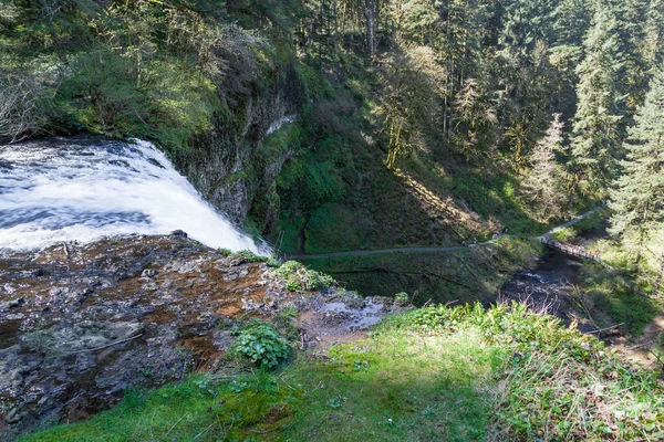 Güney Şelalesi Üst Kenarından Aşağı Gümüş Falls State Park Oregon — Stok fotoğraf