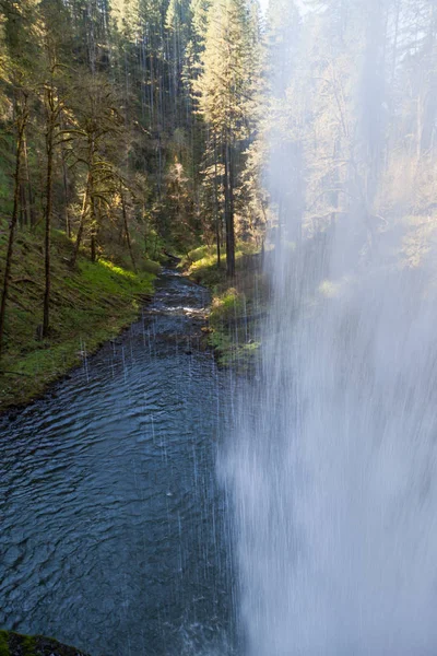 Looking Silky Cascade Lower South Falls Valley Silver River Flows — Stock Photo, Image