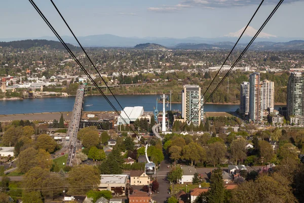 Portland Oregon Nisan 2014 Bir Tramvay Araba Görünümünü Şehir Binaları — Stok fotoğraf