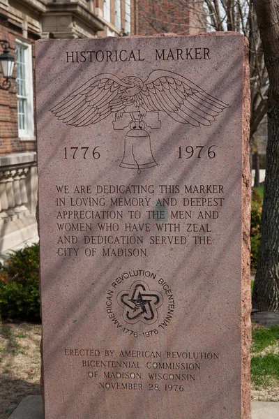 Madison Wisconsin May 2014 Historical Marker Dedicated Bicentennial City Madison — Stock Photo, Image