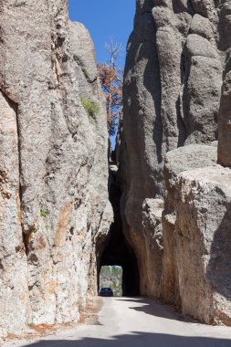 İğneler göz tünel katı kaya bir bahar gününde Custer State Park, Güney Dakota'da oyulmuş.