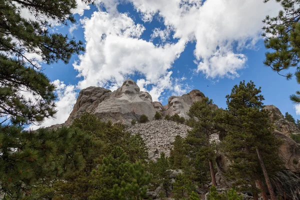 Mont Rushmore encadré par des pins — Photo