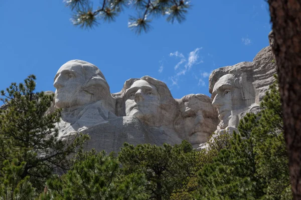 Mont Rushmore encadré par des pins Images De Stock Libres De Droits