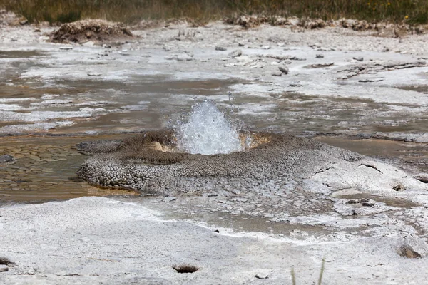 Thermal Vent Ground Yellowstone National Park Splashing Hot Water Air — Stock Photo, Image