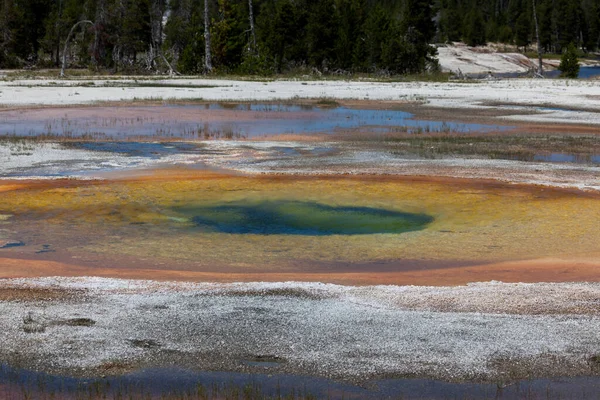 Las Bacterias Geotérmicas Las Aguas Calientes Piscina Cromática Crean Colores — Foto de Stock