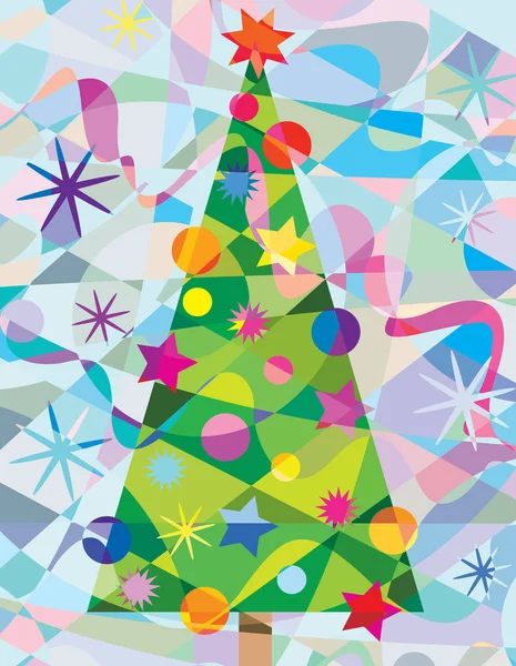 Cartão Natal Com Abeto Decorado — Fotografia de Stock