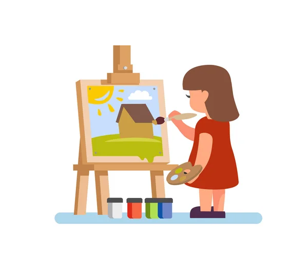 Konstnären girl målning — Stock vektor