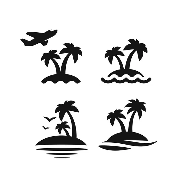 Palm träd ikoner — Stock vektor