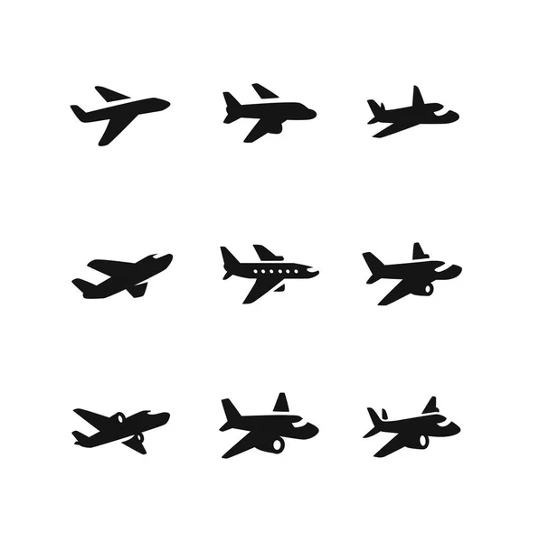 Verschillende vliegtuigen in het zwart — Stockvector
