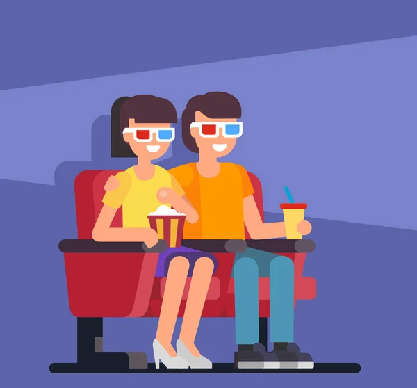 Casal assentos no cinema —  Vetores de Stock