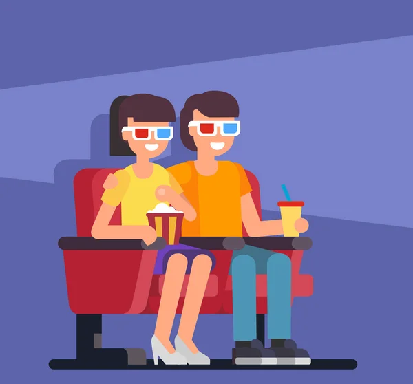 Couple seating in cinema — Stock Vector