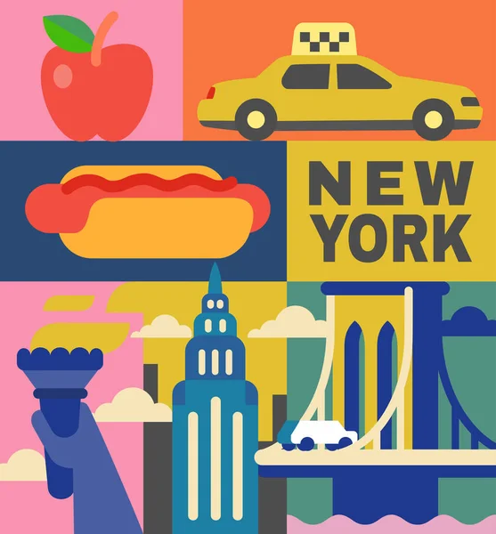 New York culture travel set — Stock Vector