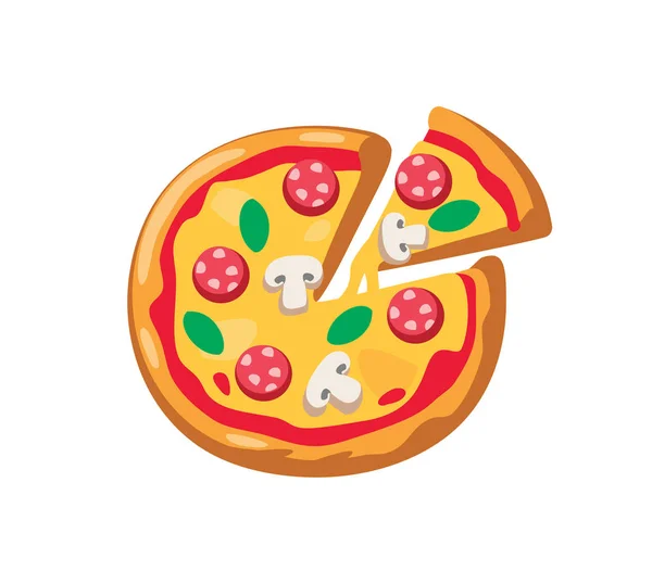 Pizza vectorielle et tranche . — Image vectorielle